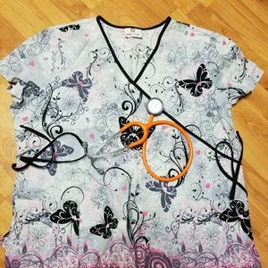 Scrub Top White Cross